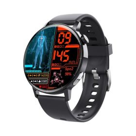 Smart Watch Non-Invasive Blood Glucose Body Temperature Blood Pressure Blood Oxygen Automatic Measurement ECG Ppg Blood Lipid Health Manager (Option: Black silicone strap)